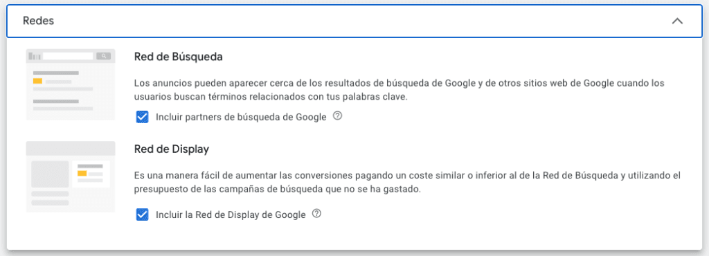Configuracion campaña Google Ads