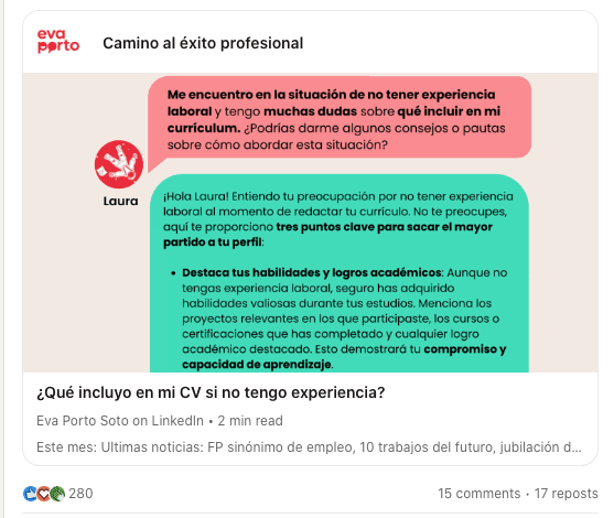 Contenido en Linkedin