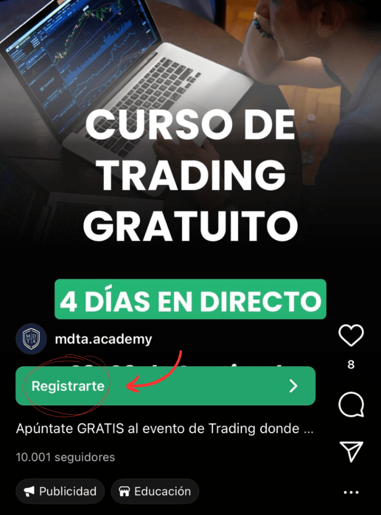 Ejemplo de CTA en Instagram