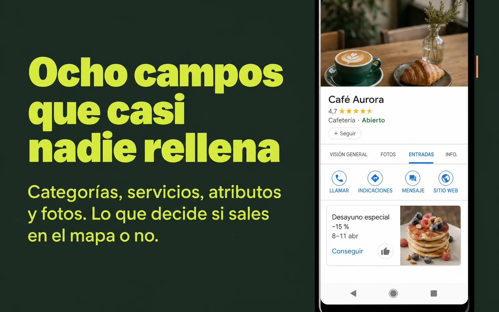 Ocho campos que casi nadie rellena en la ficha de Google: categorías, servicios, atributos y fotos