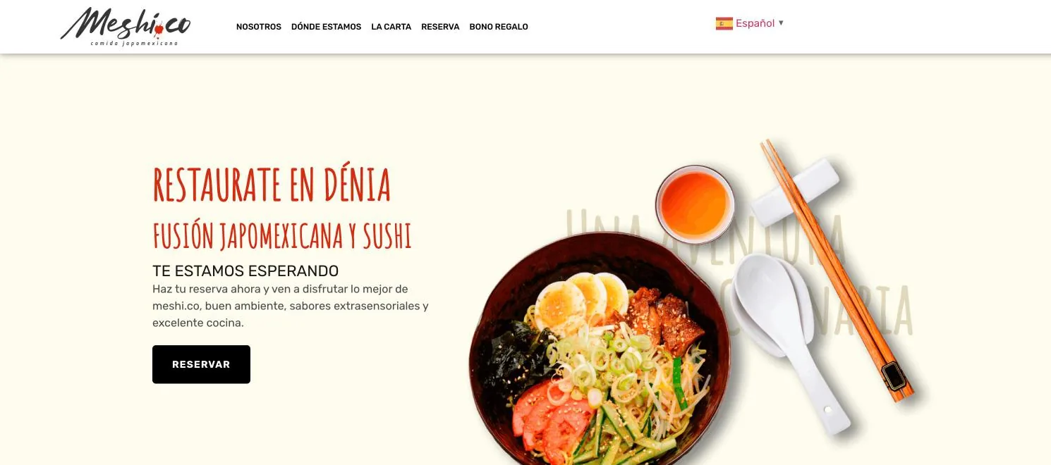 Web anterior de Meshi.co, portada