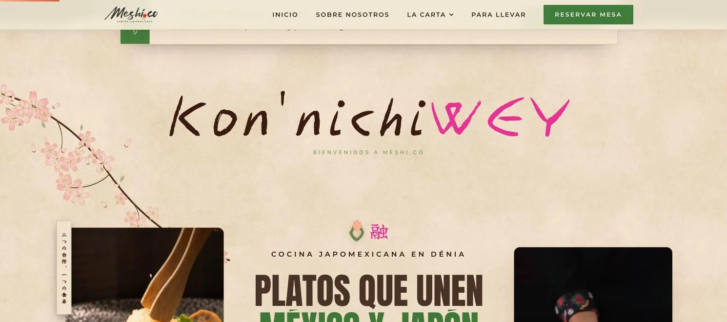 Web nueva de Meshi.co diseñada por Vendit Media, sección de platos