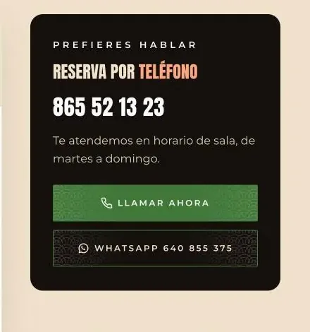 Bloque de reserva por teléfono y WhatsApp de Meshi.co