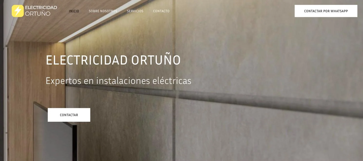 Web anterior de Electricidad Ortuño, portada