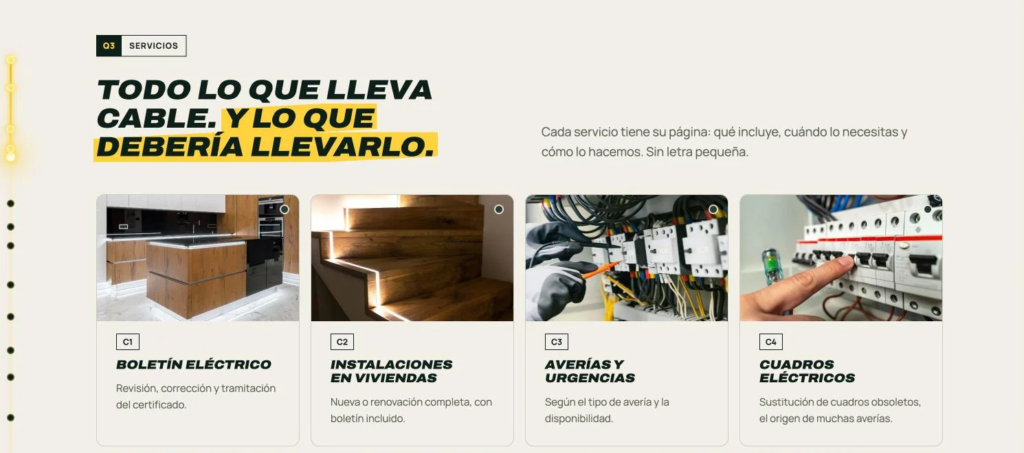 Web nueva de Electricidad Ortuño diseñada por Vendit Media, servicios
