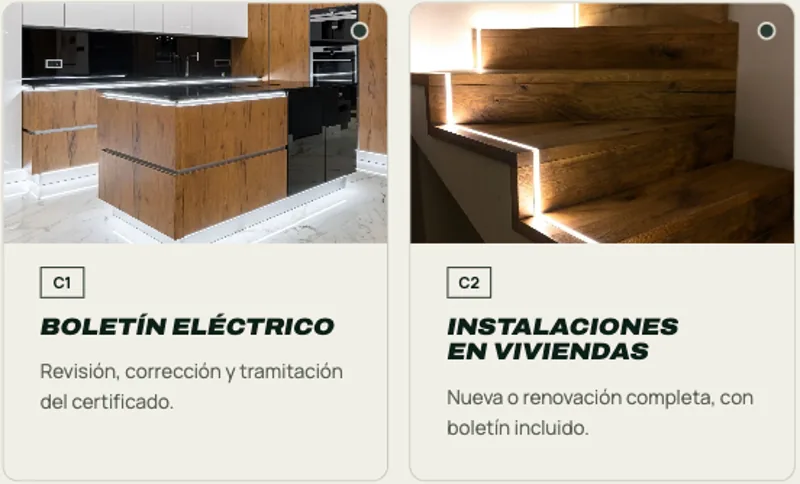 Servicios de la web de Electricidad Ortuño